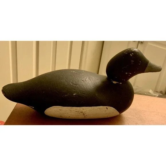 Vintage Carved & Painted Wooden Duck Decoy Blue Bill Weighted Factory Decoy‎